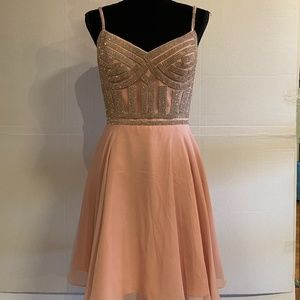 Crystal Bustier Blush Cocktail Dress